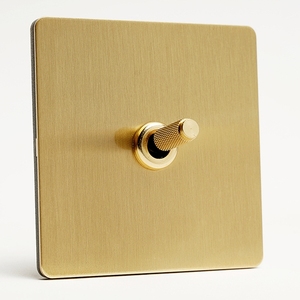 PIALT 实心黄铜开关插座面板拉丝金属 法式轻奢纯铜复古拨杆暗装