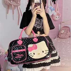 hellokitty凯蒂猫日系甜心辣妹pu亮皮大容量旅行斜挎包jk书包y2k