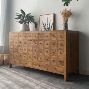 老榆木中药柜实木家用收纳柜药店中药材配药台百子柜多格展柜免漆