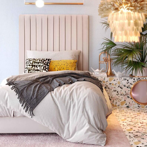 degas设计师ins公主床天鹅绒轻奢少女床女儿卧室1.0m高靠背单人床