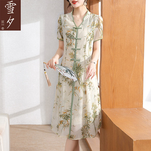 新中式妈妈夏装连衣裙2024新款中老年女装短袖改良旗袍母亲节裙子