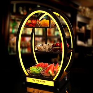 酒吧发光果盘架led小吃碟创意三层零食水果拼盘蛋形小吃盘ktv果盘