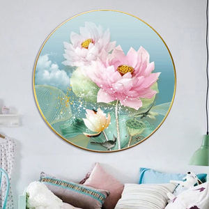 十字绣荷花莲花中国风韵圆形2020新款客厅卧室线绣满绣清新自然风