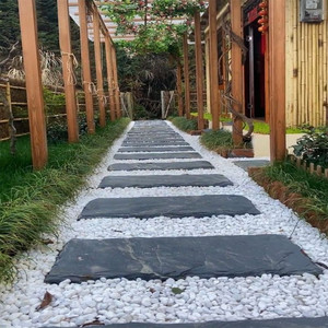 天然青石板户外花园草坪垫脚踏板石公园汀步庭院户外防滑铺路地砖