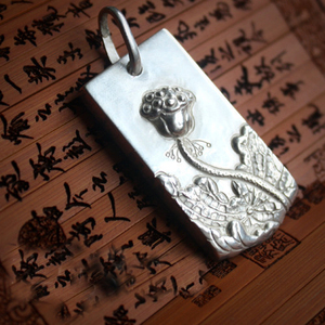 纯银配件手工diy配件泰银荷叶双环挂件红绳手链串珠银饰材料1人付款