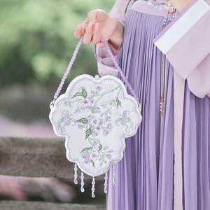 紫藤 茶茶原创汉服包包女夏手提斜挎包 温柔风双面刺绣古风小包包