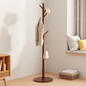 实木衣帽架卧室落地家用房间挂衣架简易衣服架榉木衣架挂包杆架子