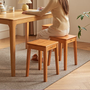 实木凳子家用可叠放木头板凳客厅中式餐桌凳子餐椅现代简约小方凳