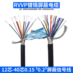 屏蔽信号线RVVP12芯14芯16芯20芯24芯0.15 0.2平方镀锡铜芯控制线
