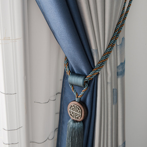 窗帘中式客厅现代新中式高档古典大气中国风山水禅意幔头卧室遮光