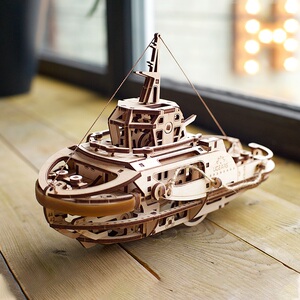 乌克兰ugears木质机械传动拼装模型成人高难度玩具拖船男生日礼物