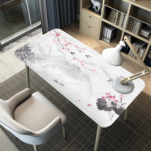 简约古风红梅山水水墨画素描防水防油画画宿舍书房书桌办公桌桌布