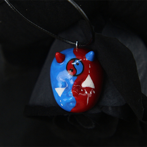 道家饰品陶瓷项链 诡异中国风太极八卦幸运面具男女古风礼物吊坠