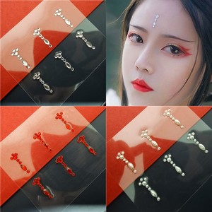 眉心贴额头贴古风装印花眉心贴汉服水钻银色额贴金色花钿仙气配饰