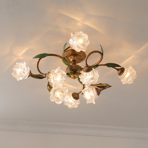 美式卧室房间灯田园灯具餐厅创意个性花朵圆形客厅简约欧式吸顶灯