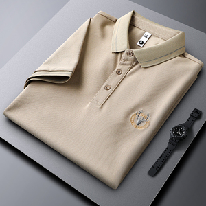 cevleve轻奢鹿头2023新款polo衫男士短袖夏季薄美式休闲爸爸衣服