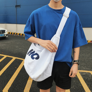 文艺帆布包袋ins超火休闲大容量旅行包慵懒风男上课斜挎包单肩包