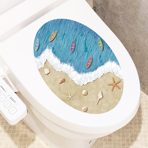 浴室厕所装饰防水自粘马桶贴纸蓝色海浪墙壁贴画瓷砖寝室布置壁纸