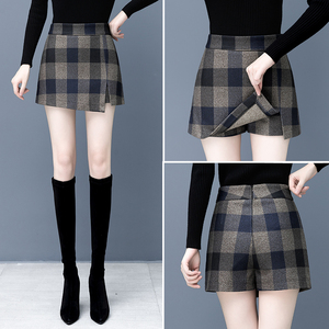 格纹半身裙裤