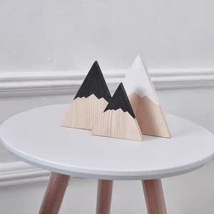 ins北欧风木质小雪山三/四件套摆件摄影道具儿童房童装店软装饰品