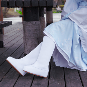 古装鞋子女搭配汉服鞋内增高古风cos武侠动漫演出小生靴高帮靴子