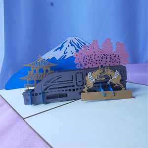 3d立体贺卡富士山韩国创意手工diy镂空纸雕母亲节生日小卡片