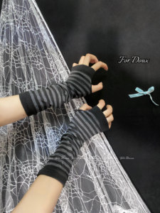 亚文化护臂袖套女个性小众黑灰色条纹手套遮瑕夏季防晒袖子