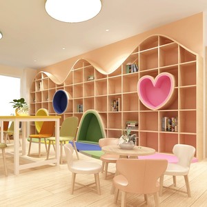 定制创意弧形拱门书架幼儿园绘本馆阅读室展架整墙设计儿童房书柜