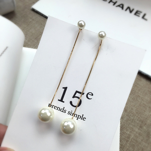 韩国极简风格设计大小珍珠耳环吊坠长款珍珠流苏耳线日韩经典饰品