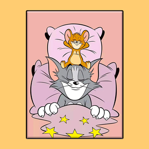 猫和老鼠数字油画diy定制卡通动漫汤姆杰瑞油彩画简约手工填色画