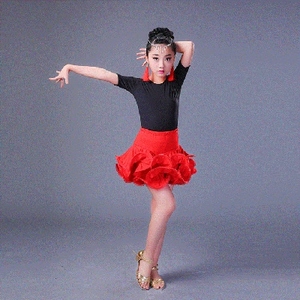 6到10岁9拉丁舞蹈裙8儿童7女童长袖练功服装表演出夏季小女孩跳舞