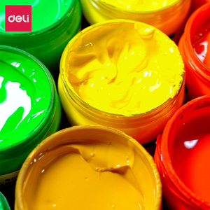 得力丙烯颜料绘画材料不掉色防水色彩颜料白色深红色大红色粉绿涂鸦