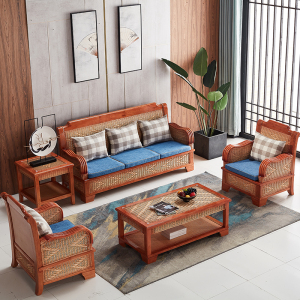 天然藤编沙发藤椅真藤客厅组合茶几家具民宿小户型藤木藤艺沙发椅