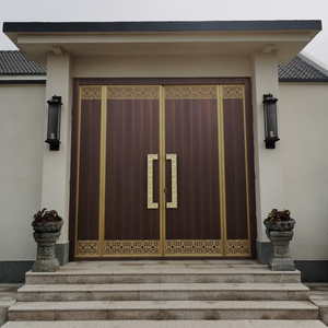 中式别墅大门铜门家用乡村自建房纯铜庭院进户门真铜双开玻璃入户