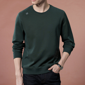 男装春季宽松长袖t恤男时尚圆领套头运动休闲打底衫男潮