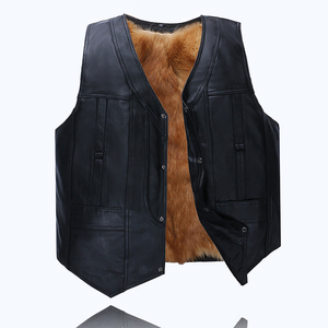 皮毛一体马甲羊毛坎肩男款中老年冬季真皮背心羊皮马甲爸爸装皮草
