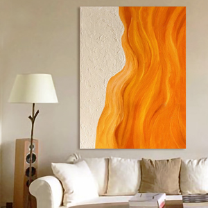 纯手绘油画客厅抽象装饰画立体玄关大芬村轻奢肌理定制橙色挂画