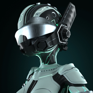 未来科幻科技感机器人金刚芭比面具人物金属c4d模型3d素材q729