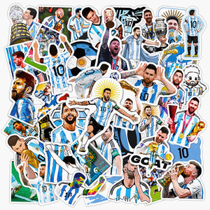 50张梅西阿根廷足球明星贴纸笔记本滑板水杯手机装饰涂鸦防水贴画