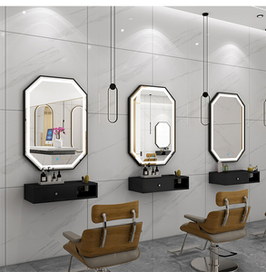 简约理发店专用镜子美容美发带灯单面发廊挂墙剪发镜台烫染工具柜