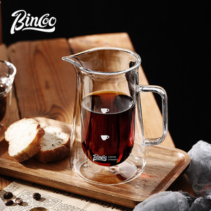Bincoo玻璃咖啡壶双层隔热手冲咖啡分享壶带把手家用冰美式品鉴杯