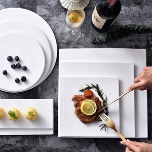 牛排餐具陶瓷方形西餐盘子北白瓷盘盘酒店摆盘商用饭店新欧风创意