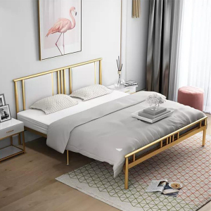 北欧风床ins风铁床网红铁艺床奢侈风公主床简约现代双人床带软包