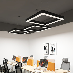 朗橘 现代简约正方形办公室灯具led服装门店铺创意会议室回形吊灯