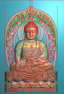 坐佛火焰背光大日如来佛祖挂件玉雕木雕精雕图浮雕灰度图雕刻牌子