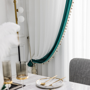 窗帘纱帘拼接2021年新款透光不透人轻奢网红少女ins风客厅卧室