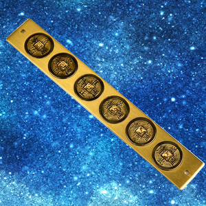 六帝尺铜钱铜尺子八卦福六帝黄铜尺客厅厨房现代家居装饰摆件