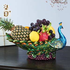 孔雀大号水果盘创意欧式客厅家用零食干果盘桌面装饰摆件家居收纳