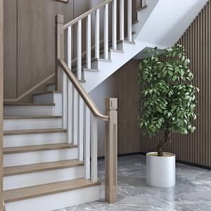 定制新中式楼梯扶手实木柱子护栏走廊栏杆室内家用阁楼简约烤漆梯