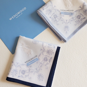 日本制进口wedgwood韦奇伍德女士随身纯棉印花手帕手绢女神